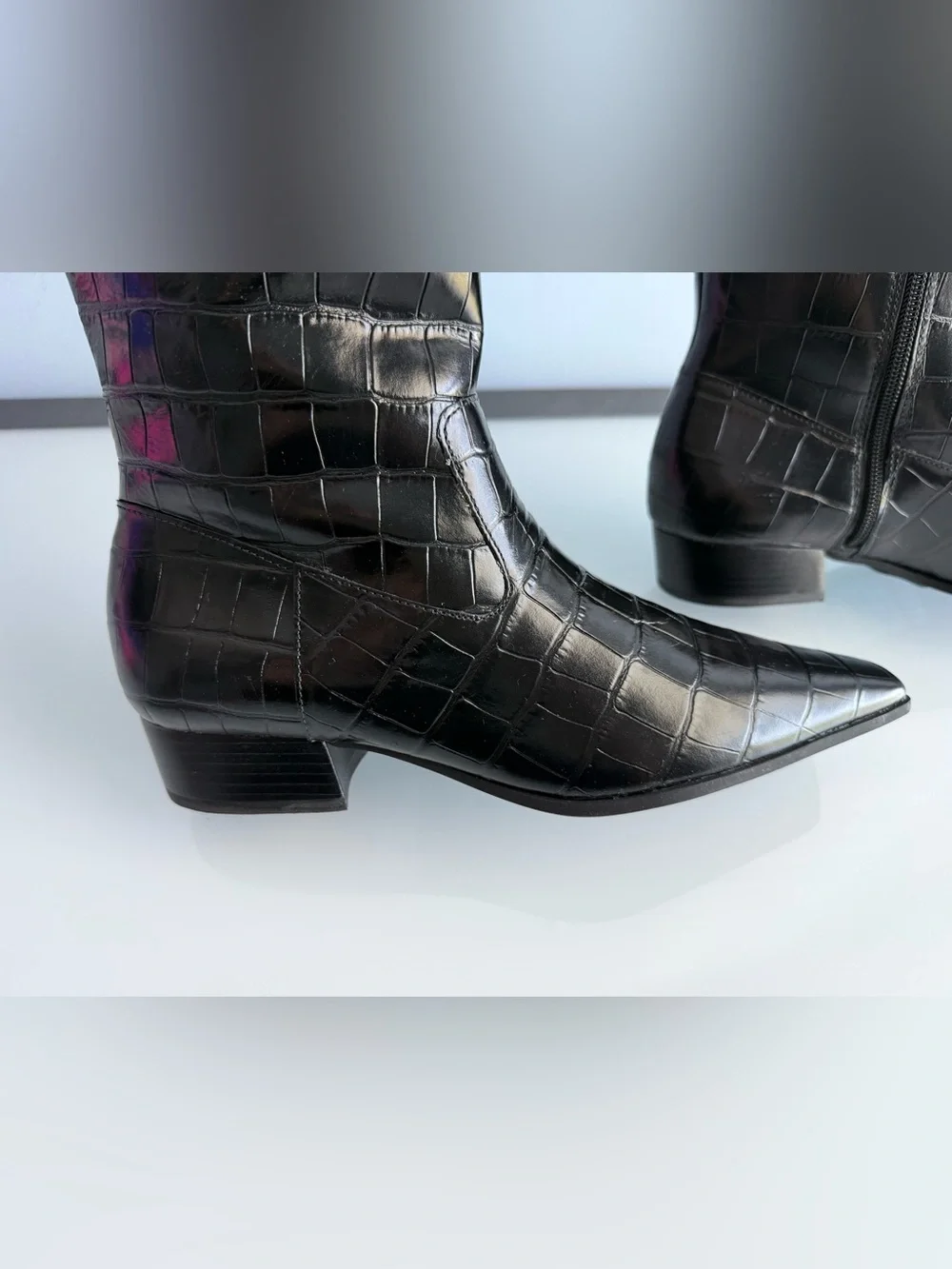 Schutz Women's Black Croc Helena Over the Knee Boots Size 8.5B